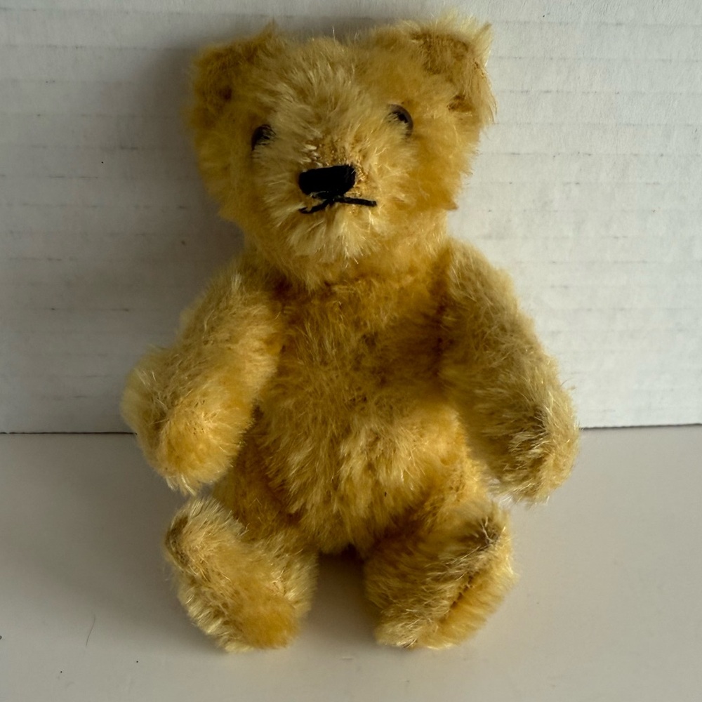 VTG Steiff Mohair Covered Miniature Stuffed Teddy Bear with Moveable Joints 5”